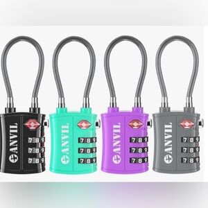 Anvil Travel Sentry 4 pack Cable Luggage locks - New!